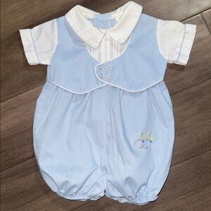 Vintage Alexis Baby Boy Blue Duck Bubble Romper Made in USA - NB